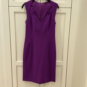 $348 Elie Tahari 6  Sheath Dress 6 Violet Purple Wool Stretch Sleeveless V-neck